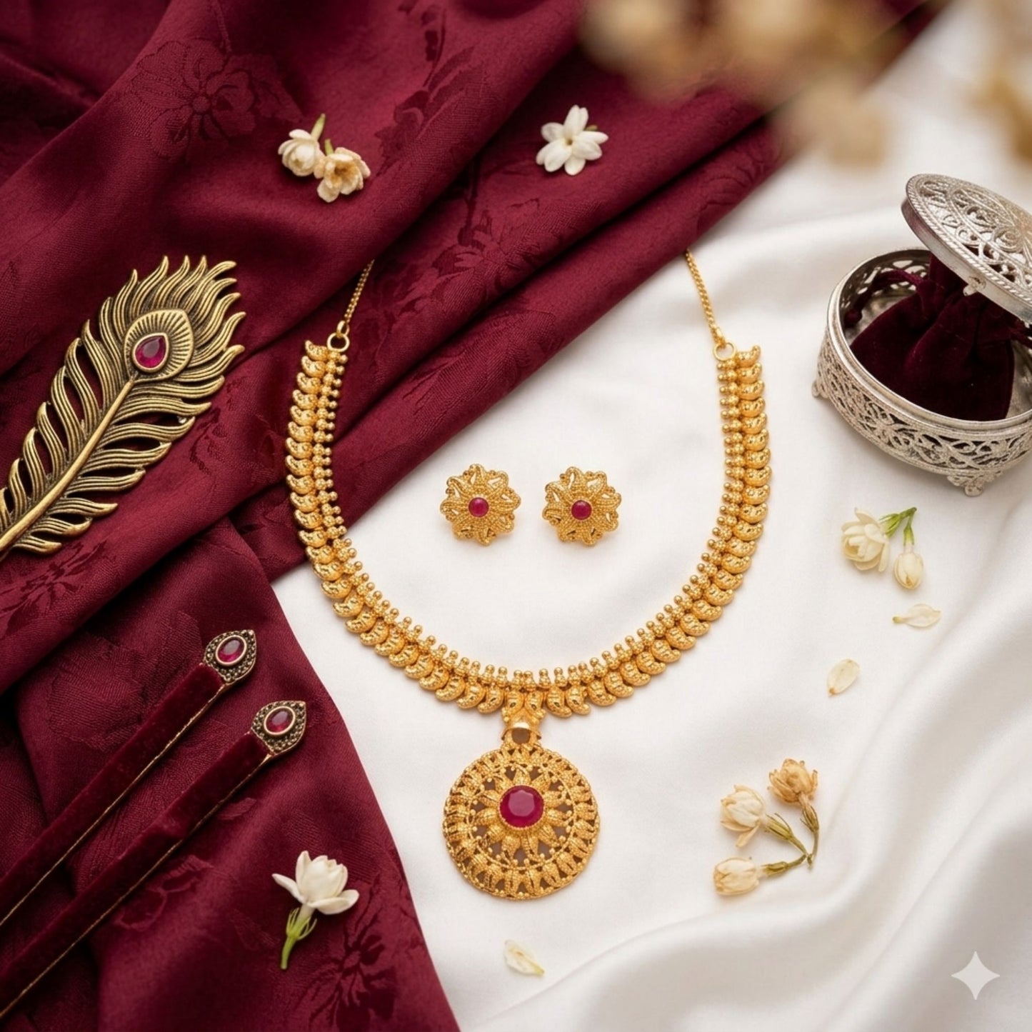 18" Kerry Stone Har Set | Stone-Studded Gold Plated Necklace