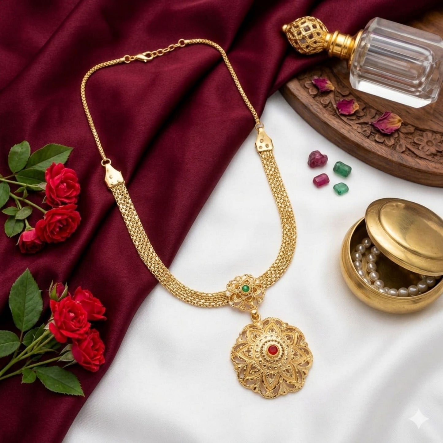 Nanu Set Gold Plated – Auspicious Indian Necklace Set for Weddings & Puja Ceremonies