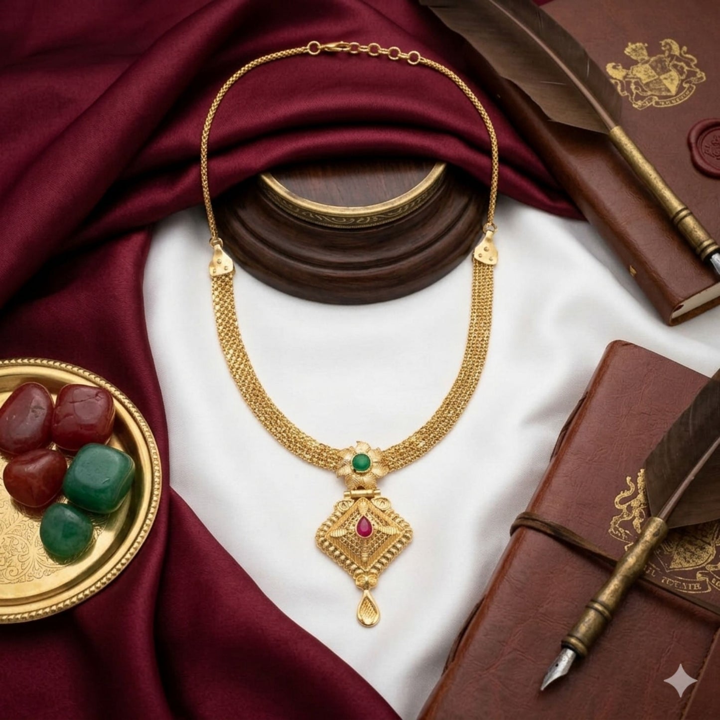 Gold Plated Nanu Set – Camera-Ready Indian Necklace Set for Weddings & Photoshoots
