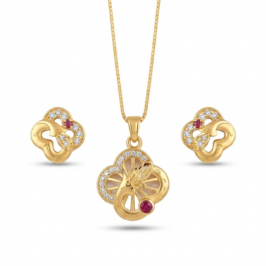 AD Chain Pendant | American Diamond Gold Plated Necklace Pendant for Women – Ethnic Wear