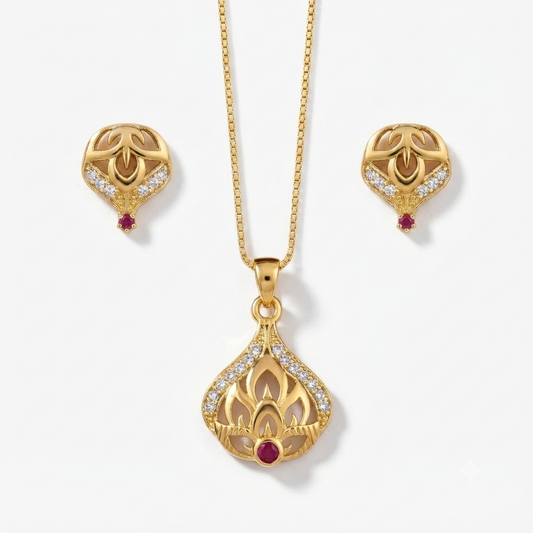 Chain Pendant Set – Gold-Plated Indian Jewellery for Women