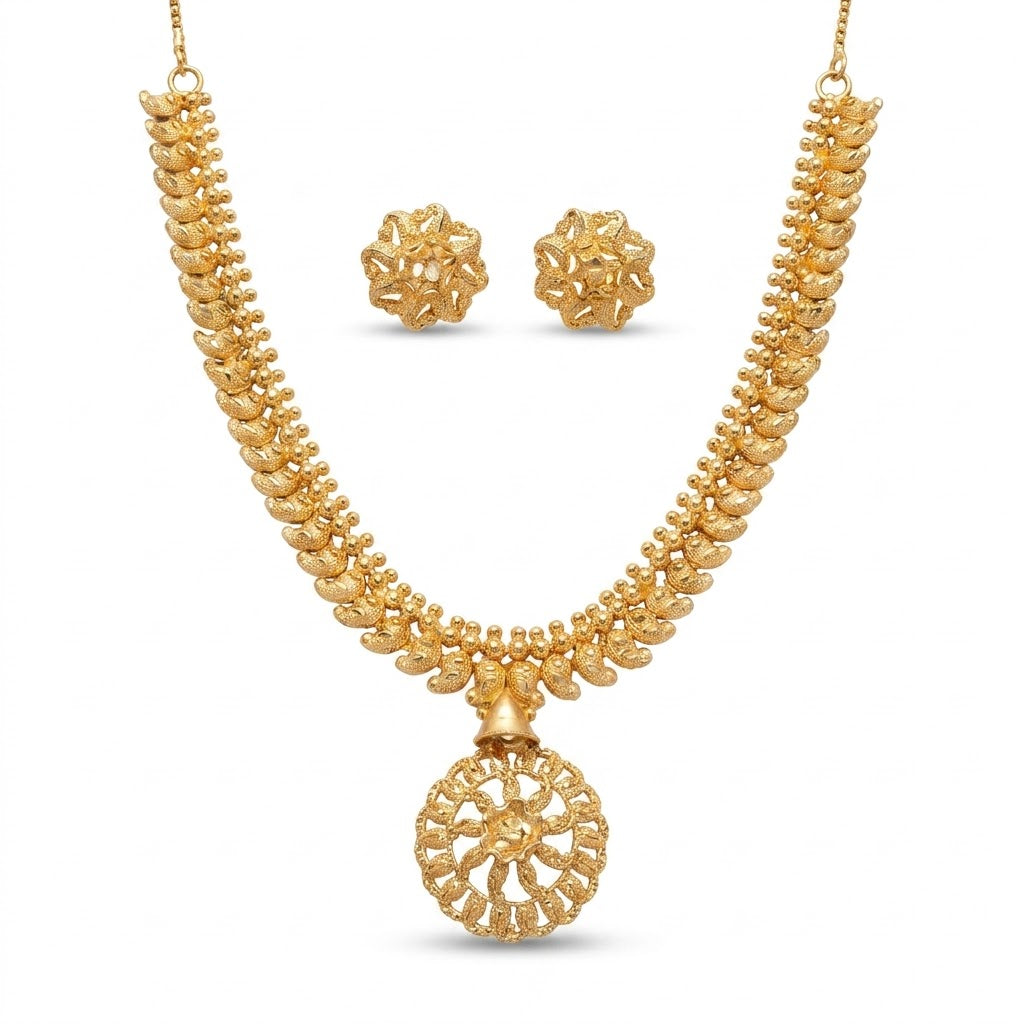 18" Kerry Har Set with Pendant | Gold Plated Necklace with Statement Pendant
