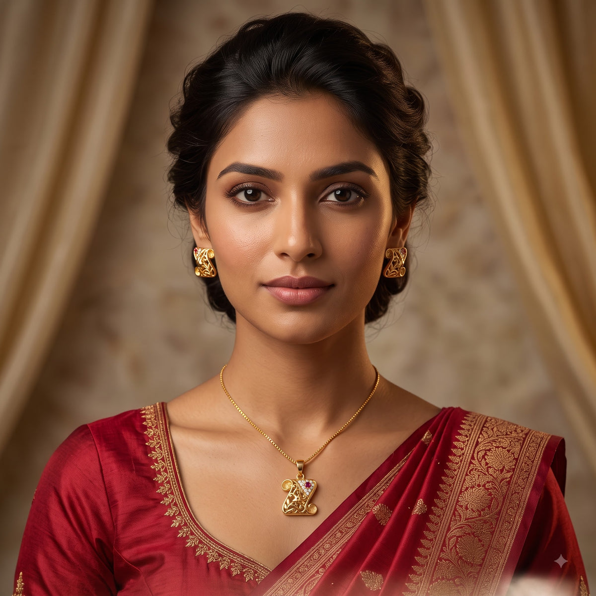AD Chain Pendant Set – Ethnic Gold-Plated Jewellery with American Diamond Stones