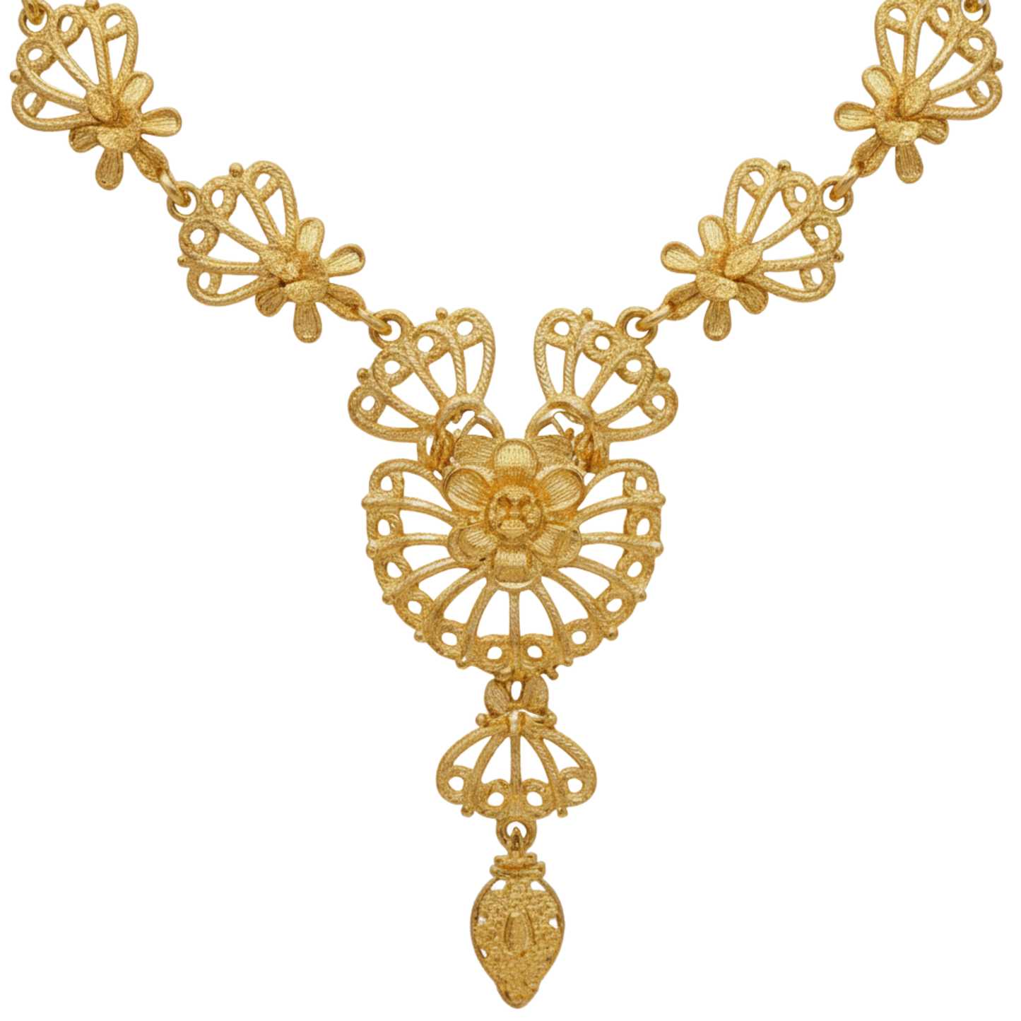 Gold Plated Floral Har Set with Earrings | Traditional Indian Necklace for Wedding & Festive Wear