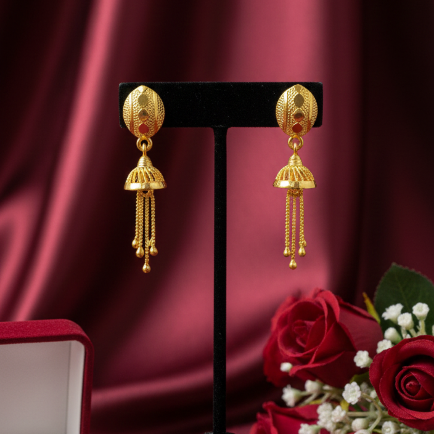 Gold Plated Dome Jhumki Drop Earrings