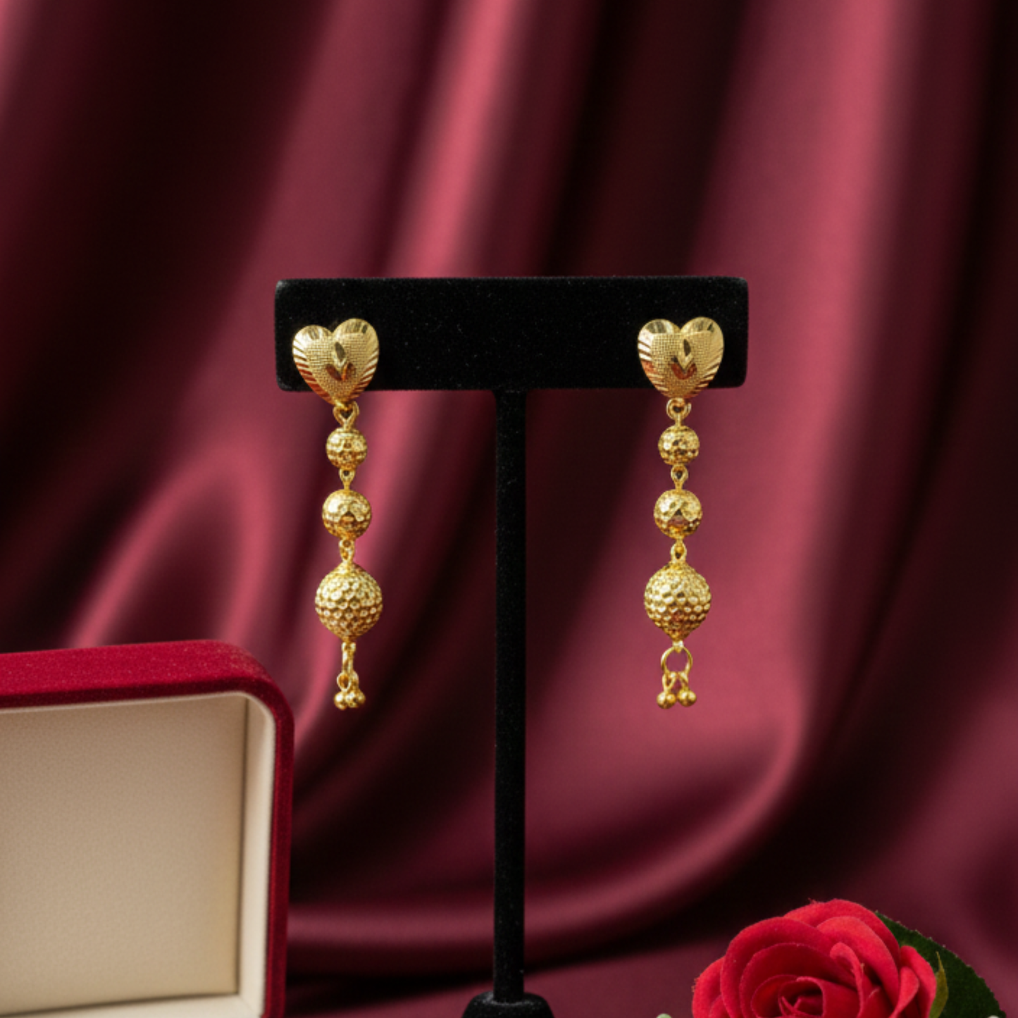 Gold Plated Beaded Drop Earrings
