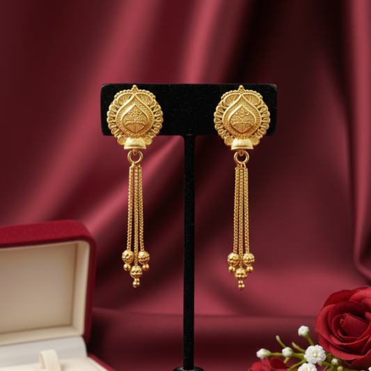 Gold Plated Traditional Long Drop Earrings