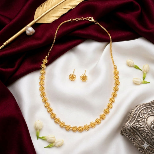 18" Nice Bakuli Har Set | Classic Gold Plated Necklace with Traditional Indian Design