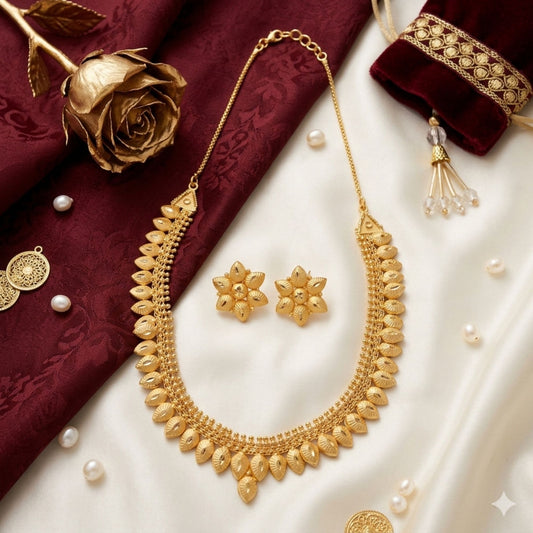 18" Milan Fancy Kerry Har Set | Luxurious Gold Plated Necklace with Ornate Indian Design