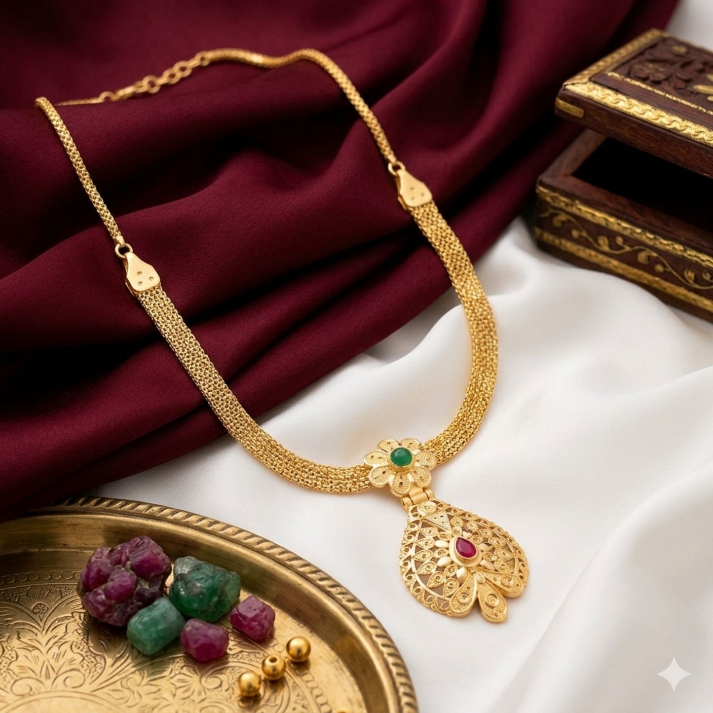 Gold Plated Nanu Har Set – Traditional Indian Necklace Set for Women