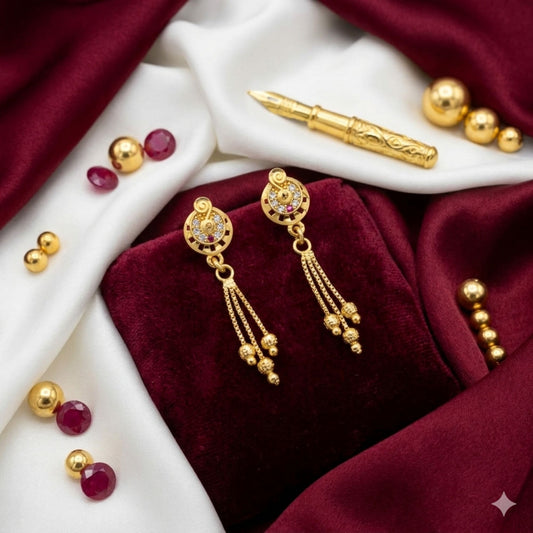 Beautiful AD Earrings – Gold-Plated American Diamond Studs for Women
