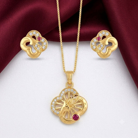 AD Chain Pendant | American Diamond Gold Plated Necklace Pendant for Women – Ethnic Wear