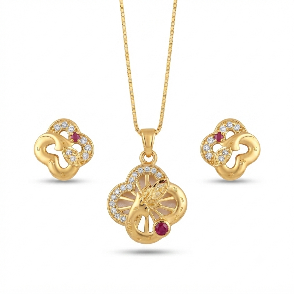 AD Chain Pendant | American Diamond Gold Plated Necklace Pendant for Women – Ethnic Wear