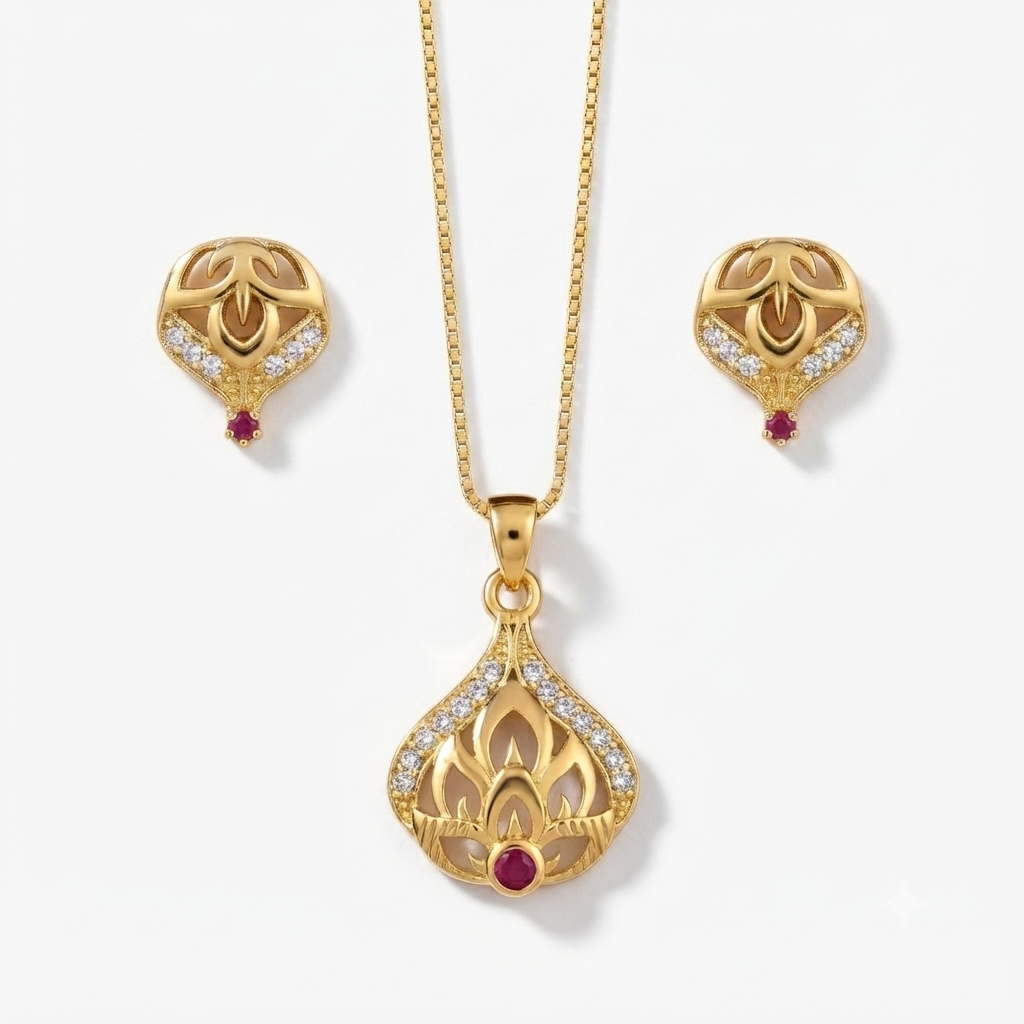 Chain Pendant Set – Gold-Plated Indian Jewellery for Women