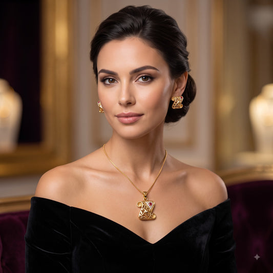 AD Chain Pendant Set – Ethnic Gold-Plated Jewellery with American Diamond Stones