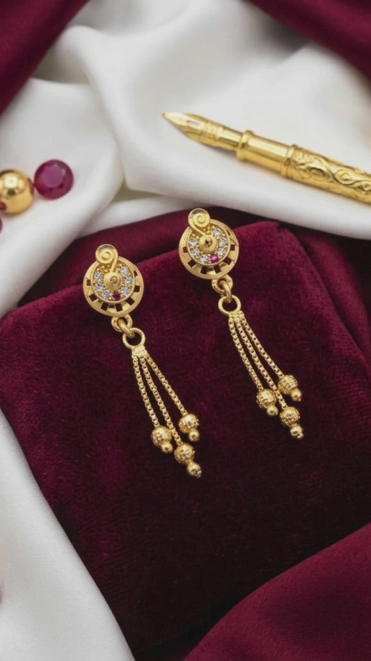 Beautiful AD Earrings – Gold-Plated American Diamond Studs for Women